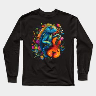 Iguana Playing Violin Long Sleeve T-Shirt